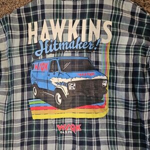 WSQK Blue Plaid Button Down Shirt